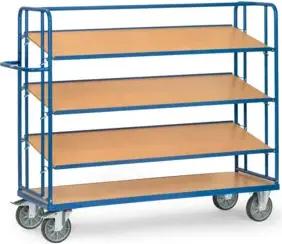 fetra Etagenwagen mit 4 Böden, Tragkraft 500kg, TPE-Reifen, Böden neigbar