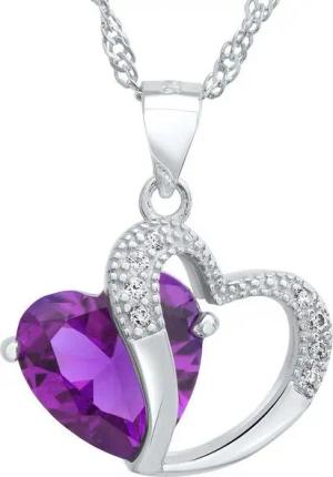 Schmuck-Elfe Kette mit Anhänger Amethyst Herz, 925 Sterling Silber