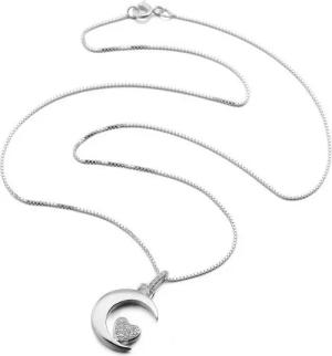 Schmuck-Elfe Kette mit Anhänger Mond mit Herz, 925 Silber coloriert