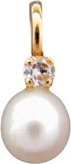 NICEANDnoble Kettenanhänger 585er Gelbgold Kettenanhänger Perle mit Zirkonia, 585er Goldschmuck mit Süßwasserperle