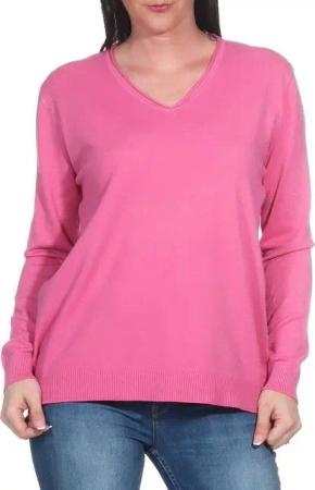 Aurela Damenmode V-Ausschnitt-Pullover Pullover für Damen Feinstrickpullover Basic Pulli (1-tlg) angenehmer Freizeitpullover oder Unterziehshirt für den Wintersport