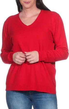 Aurela Damenmode V-Ausschnitt-Pullover Pullover für Damen Feinstrickpullover Basic Pulli (1-tlg) angenehmer Freizeitpullover oder Unterziehshirt für den Wintersport