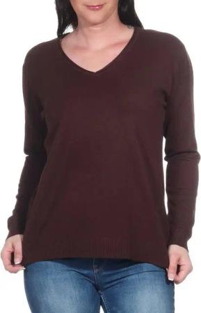 Aurela Damenmode V-Ausschnitt-Pullover Pullover für Damen Feinstrickpullover Basic Pulli (1-tlg) angenehmer Freizeitpullover oder Unterziehshirt für den Wintersport