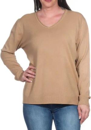 Aurela Damenmode V-Ausschnitt-Pullover Pullover für Damen Feinstrickpullover Basic Pulli (1-tlg) angenehmer Freizeitpullover oder Unterziehshirt für den Wintersport