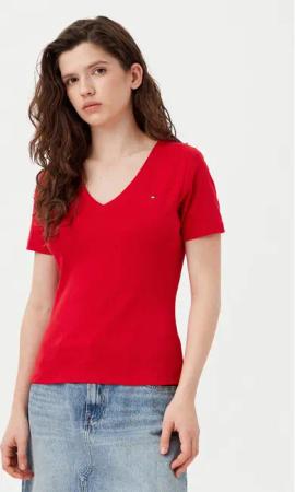 Tommy Hilfiger T-Shirt New Cody WW0WW40584 Rot Slim Fit