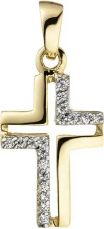 Schmuck Krone Kettenanhänger Anhänger Kreuzschnitt im Kreuz, 375 Gelbgold, Gold 375