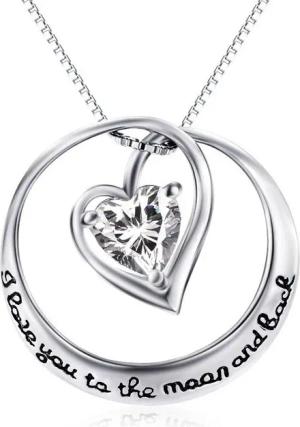 Schmuck-Elfe Kette mit Anhänger Herz I Love You to the moon and back, 925 Silber coloriert