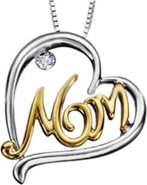 Schmuck-Elfe Kette mit Anhänger Herz MOM, 925 Silber teilvergoldet