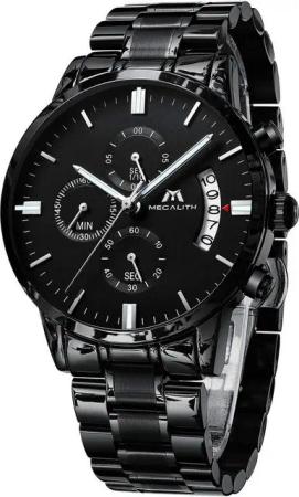 MEGALITH Herrenuhr Militär Chronographen Wasserdicht Watch, Analog Armbanduhr Großes Ziffernblatt Leuchtende Datum Uhren