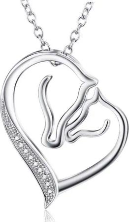 Schmuck-Elfe Kette mit Anhänger Pferde Mutter Tochter, 925 Sterling Silber