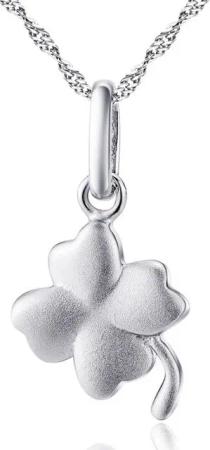 Schmuck-Elfe Kette mit Anhänger Kleeblatt, 925 Silber mattiert
