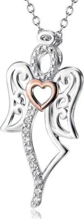 Schmuck-Elfe Kette mit Anhänger Engel mit Herz, 925 Silber teilvergoldet