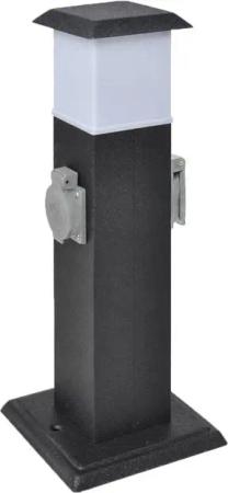vidaXL Gartensteckdose Steckdosenturm Schwarz mit Lampe Steckdosenleiste