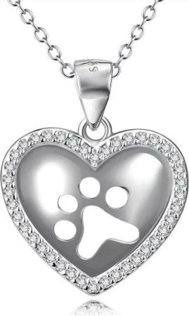 Schmuck-Elfe Kette mit Anhänger Herz Pfote elegant, 925 Sterling Silber