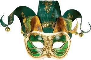 Maskworld Verkleidungsmaske Jolly Colombina verde bianco