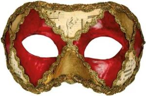 Maskworld Verkleidungsmaske Colombina scacchi rosso musica
