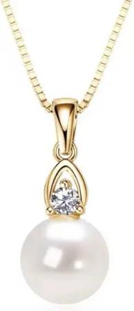 ROUGEMONT Perlenkette Damen Perlenkette Halskette Moissanit Süßwasserperlen 925 Silber, Echtschmuck mit Echtheitszertifikat