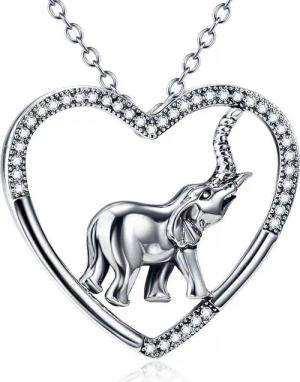 Schmuck-Elfe Kette mit Anhänger Herz Elefant, 925 Silber