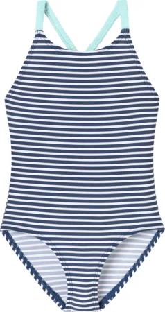 Badeanzug Wirkware recycelt LSF40+ Streifen white&stripes - Aqua 140