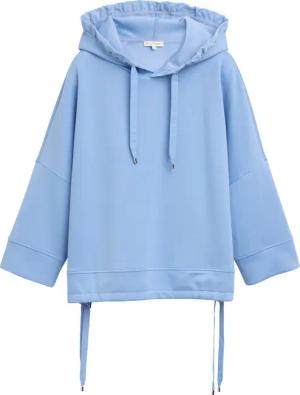 TOM TAILOR Damen Hoodie Sweatshirt aus Scuba, blau, Uni, Gr. XS
