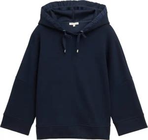TOM TAILOR Damen Hoodie Sweatshirt aus Scuba, blau, Uni, Gr. XXL
