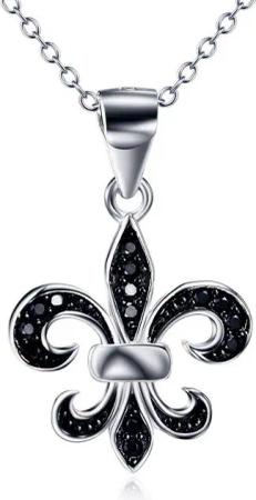Schmuck-Elfe Kette mit Anhänger Fleur de Lis, 925 Silber coloriert
