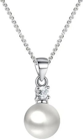 LÖB Kette mit Anhänger 925 Silber versilbert Halskette Tropfen Perlen Zirkonia Stein Anhänger (Geschenke für Frauen Beste Freundin Mutter Mama Damen zum Geburtstag Ostern Muttertag Muttertagsgeschenk, Inkl. Schmuckbox), Kette Perlenkette Tropfenanhänger P