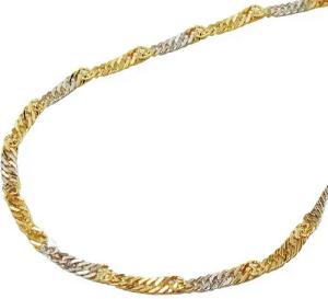 Schmuck Krone Goldkette 1,8mm Singapurkette, 375 Gold bicolor, 45cm, Gold 375