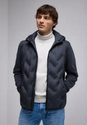 Street One MEN Männer Steppjacke mit Sweat-Ärmeln in Blau, Gr: XXL