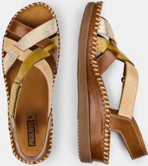 Sandale mit verstellbarem Klettriemen - cognac / silberfarben - Gr. 37 von Goldner Fashion