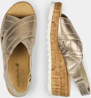 Sandale mit verstellbarem Klettriemen - taupe / metallic - Gr. 39 von Goldner Fashion