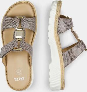 Pantolette mit verstellbaren Klettriemen - taupe / gemustert - Gr. 36 von Goldner Fashion