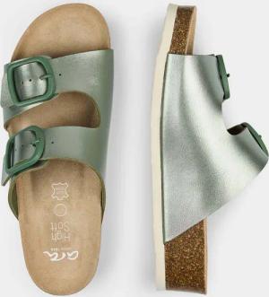 Pantolette mit verstellbarer Schließe - mint / metallic - Gr. 38 von Goldner Fashion