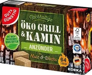 GUT&GÜNSTIG Kamin- & Grillanzünder Öko Grill & Kamin braun, 64 St.
