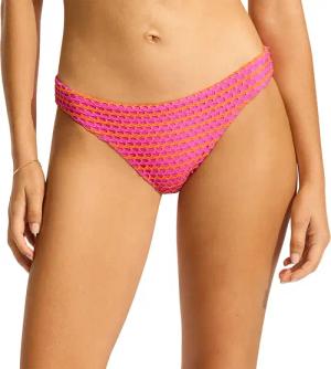 Seafolly - Mesh Effect Hipster Bikini Pants Damen hot pink