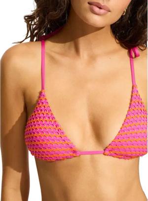 Seafolly - Mesh Effect Slide Tri Bikini Top Damen hot pink