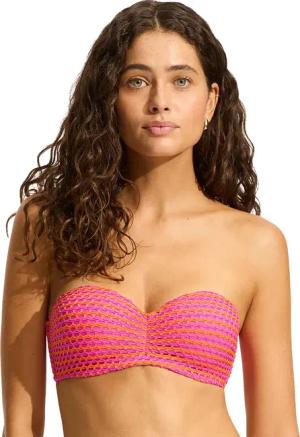 Seafolly - Mesh Effect Bustier Bandeau Bikini Top Damen hot pink