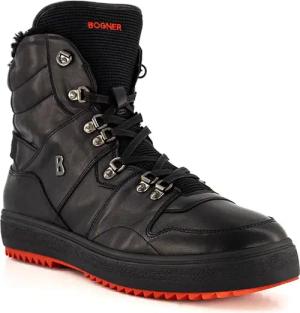 BOGNER Herren Boots schwarz Glattleder