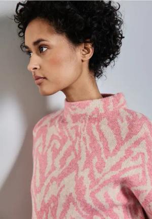 Street One Frauen Jacquard-Pullover in Rosa, Gr: 40