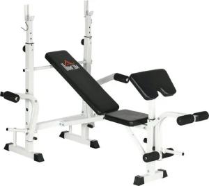 HOMCOM Hantelbank mit Hantelablage, Brustpresse, Beinpresse, Stahl, (Set, 1-tlg., 1 x Hantelbank), verstellbar