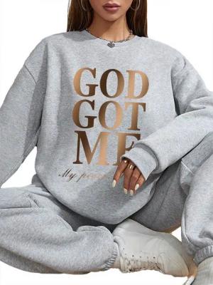 PYL Freizeitanzug Damen 2 Piece Outfits Übergroß Sweatshirt Pockets Sweatpants