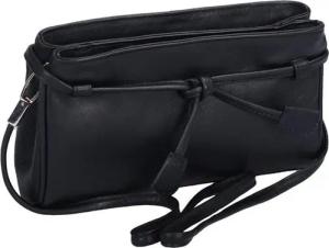 GlücksNugget Clutch längliche schwarze Lederabendtasche, Clutch mit Zierknoten