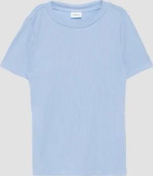 s.Oliver Kurzarmshirt Geripptes Slim-Fit-Shirt aus Viskosemix
