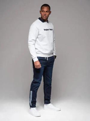 OMBRE Jeggings Herren-Jogginghose aus Denim mit Streifen