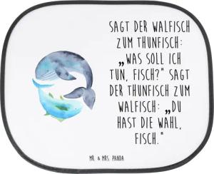Mr. & Mrs. Panda Sonnenschutz Walfisch Thunfisch - Weiß - Geschenk, Flachwitz Geschenk, Gute Laune, Seidenmatt, Praktisch