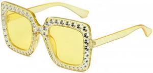 autolock Sonnenbrille Kristall Sonnenbrille Damen, Square Thick Frame Bling