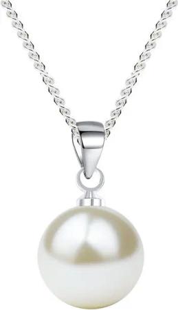 LÖB Kette mit Anhänger 925 Silber Kette Perlenanhänger Perle Anhänger Perlenkette Rund Weiß (Geschenke für Frauen Beste Freundin Mutter Mama Damen zum Geburtstag Ostern Muttertag Muttertagsgeschenk, Inkl. Schmuckbox), Damen Halskette Brautschmuck Tropfen