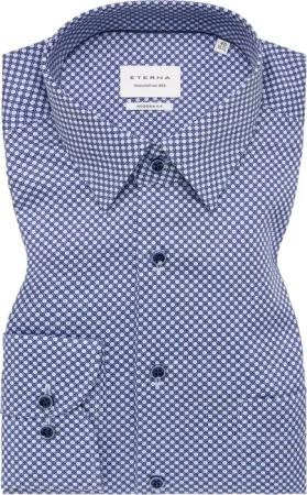MODERN FIT Hemd in blau bedruckt