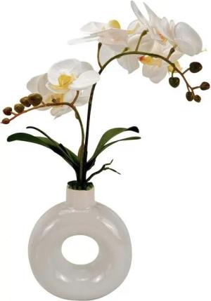 Kunstblume - Künstliche Blumen, Pflanzen im Topf, runde Vase - wie echt - Orchideen, Online-Fuchs, Moderne Vase