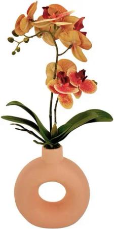 Kunstblume - Künstliche Blumen, Pflanzen im Topf, runde Vase - wie echt - Orchideen, Online-Fuchs, Moderne Vase